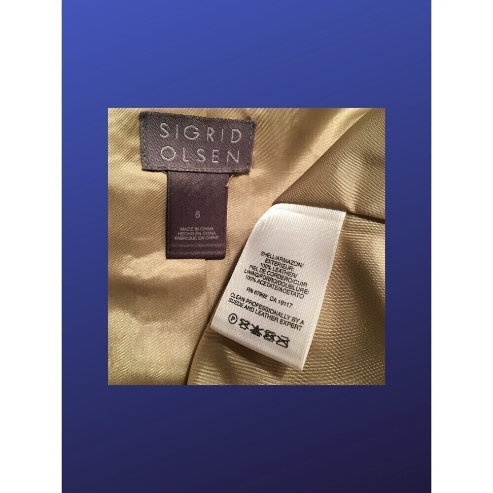 Sigrid Olsen 100% Leather Blazer Jacket, Bone Bei… - image 3